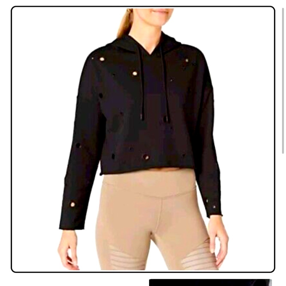 Alo Black Hoodie with Grommet Details